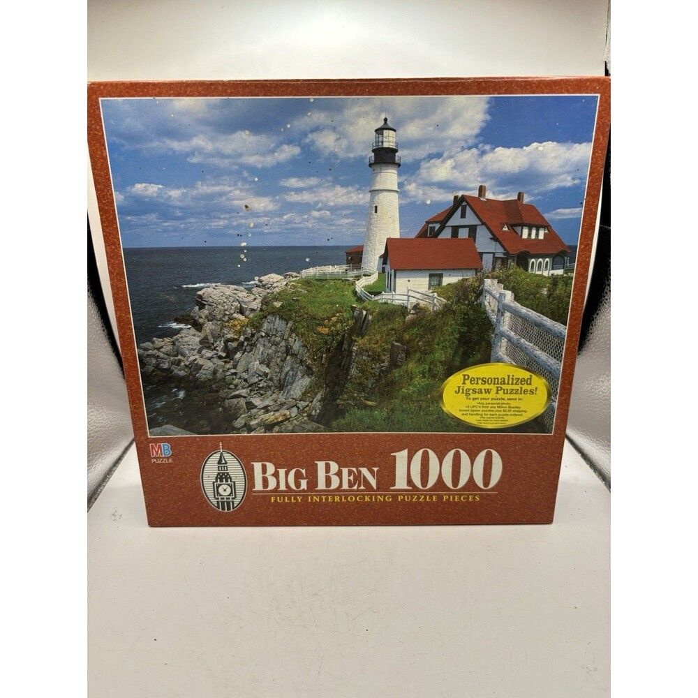 Vintage 1998 Milton Bradley Big Ben Cape Elizabeth Maine 1000 PC Puzzle 20"x 26"